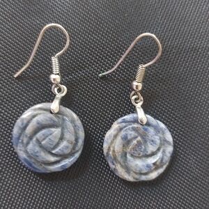 Boho Silver And Blue Swirl Earrings!
